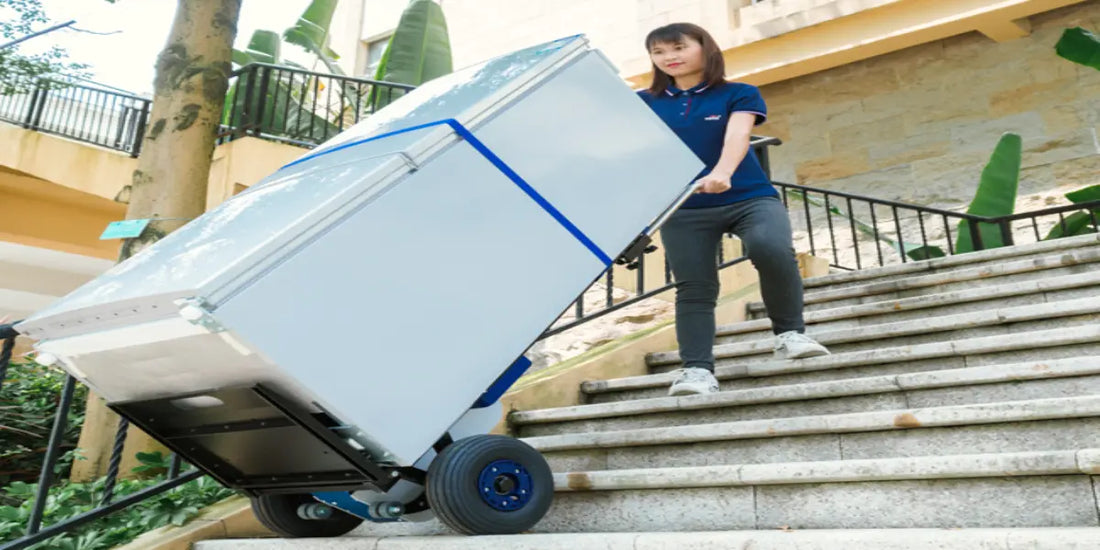 carry heavy fridge with electric appliance dolly 