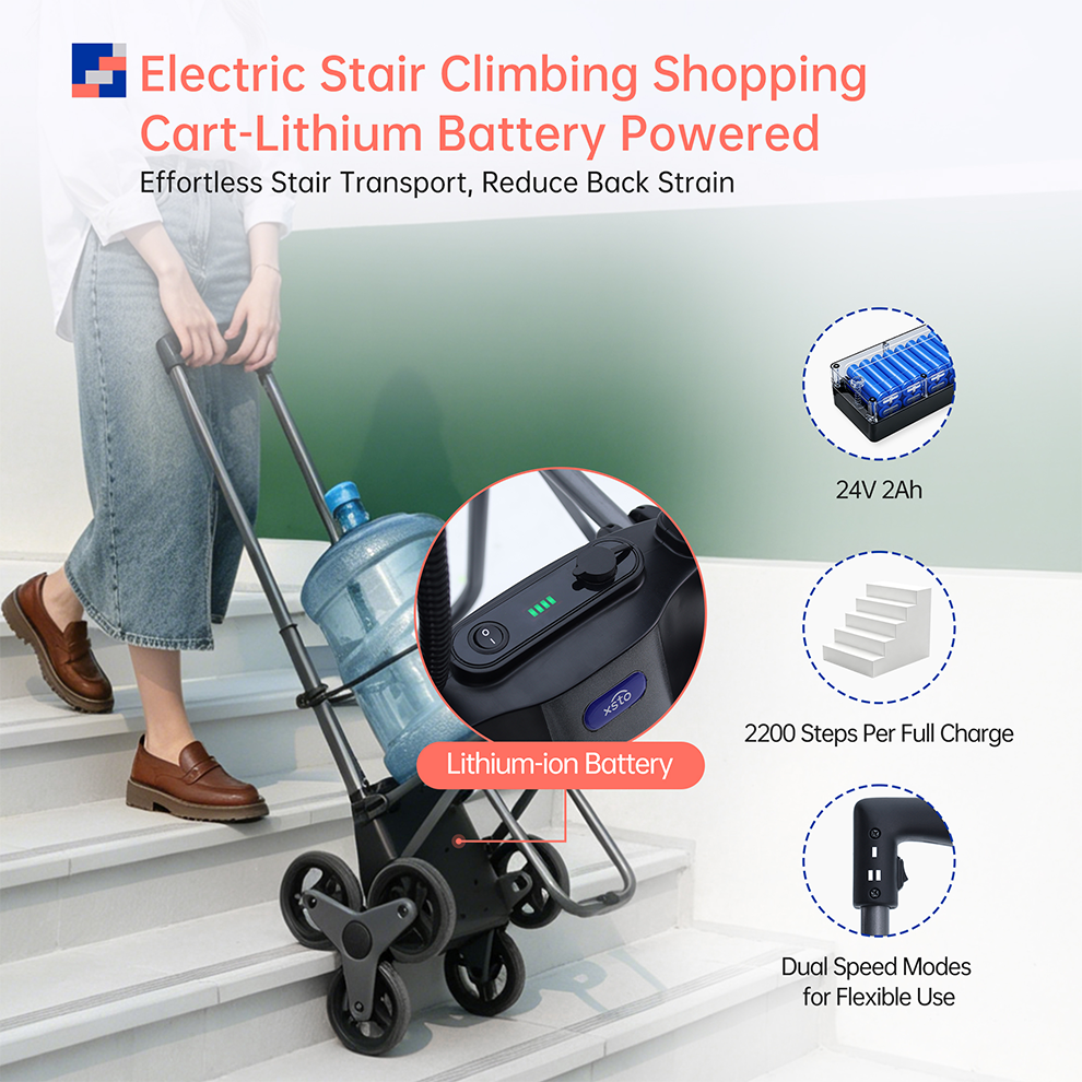 66lbs Electric Stair-Climbing Shopping Cart EzStep
