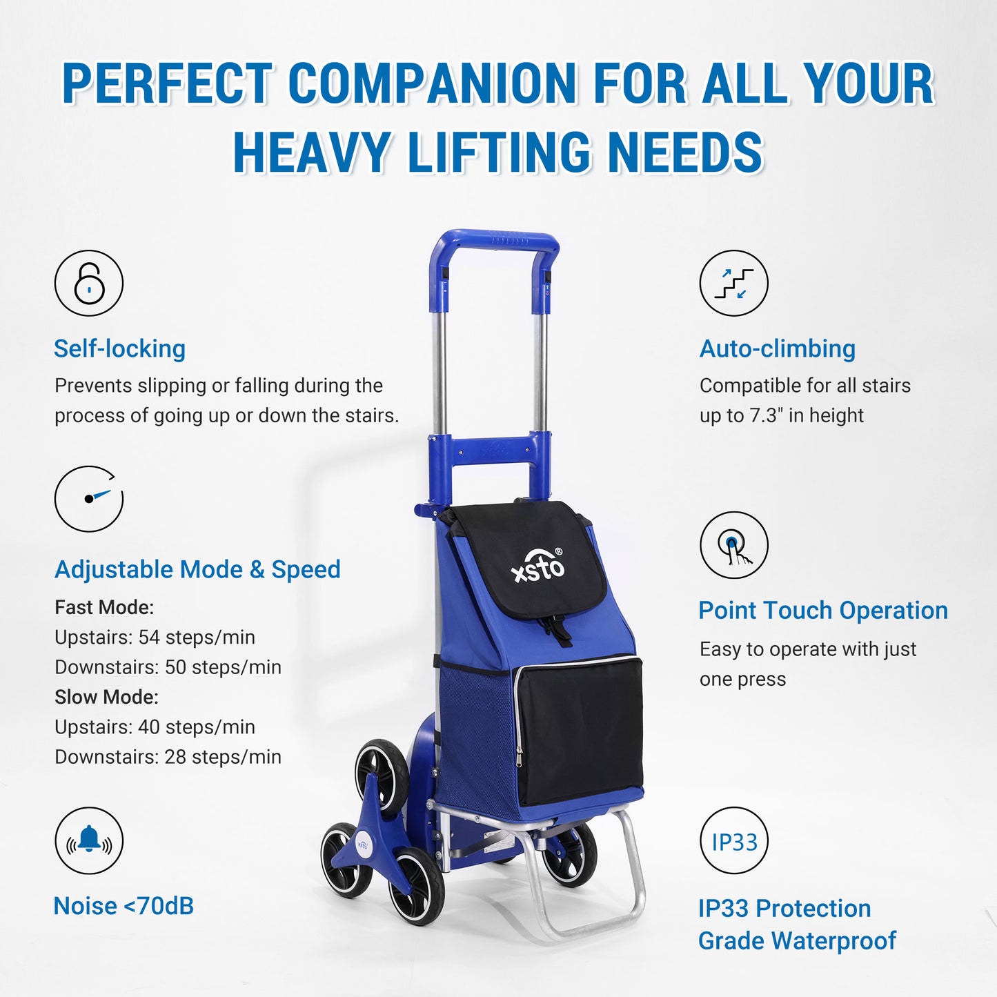 66lbs-XSTO ZW030 Robby Stair Climbing Shopping Cart