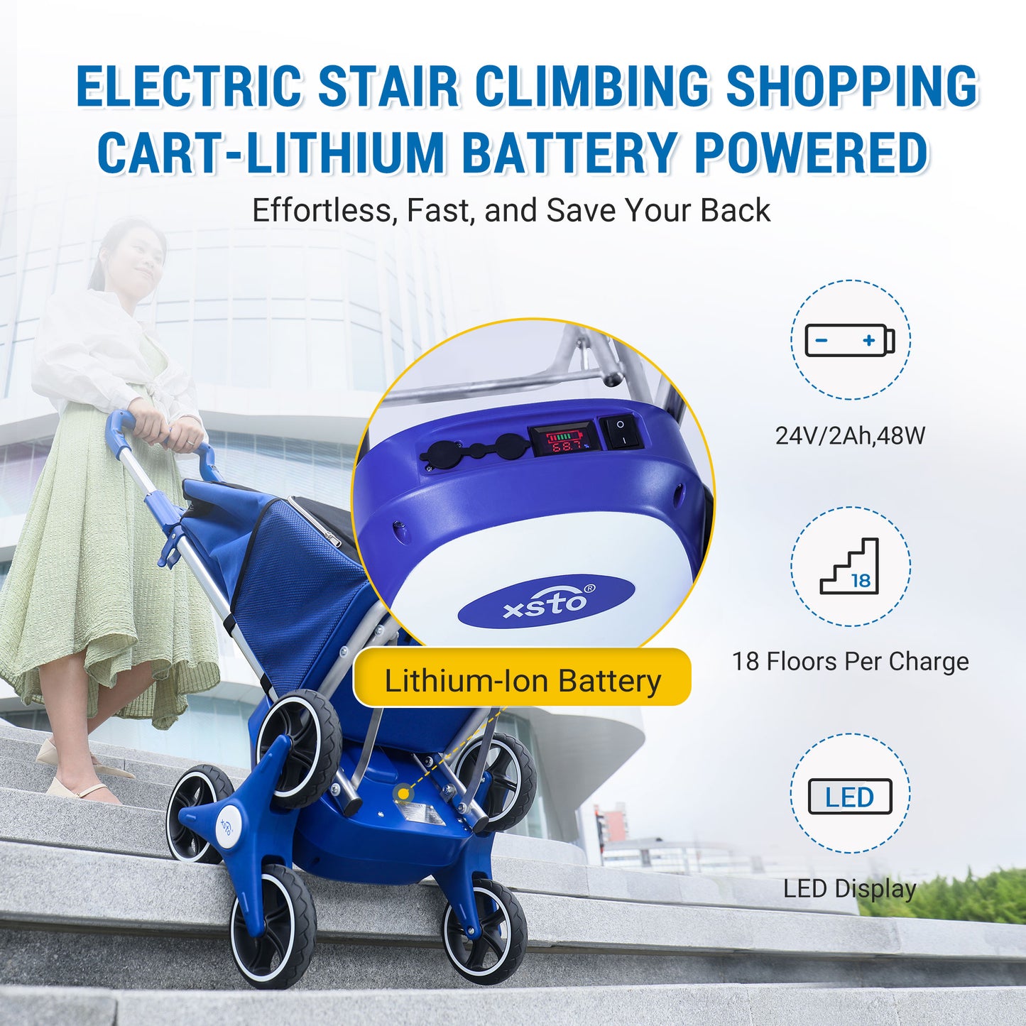 66lbs-XSTO ZW030 Robby Stair Climbing Shopping Cart
