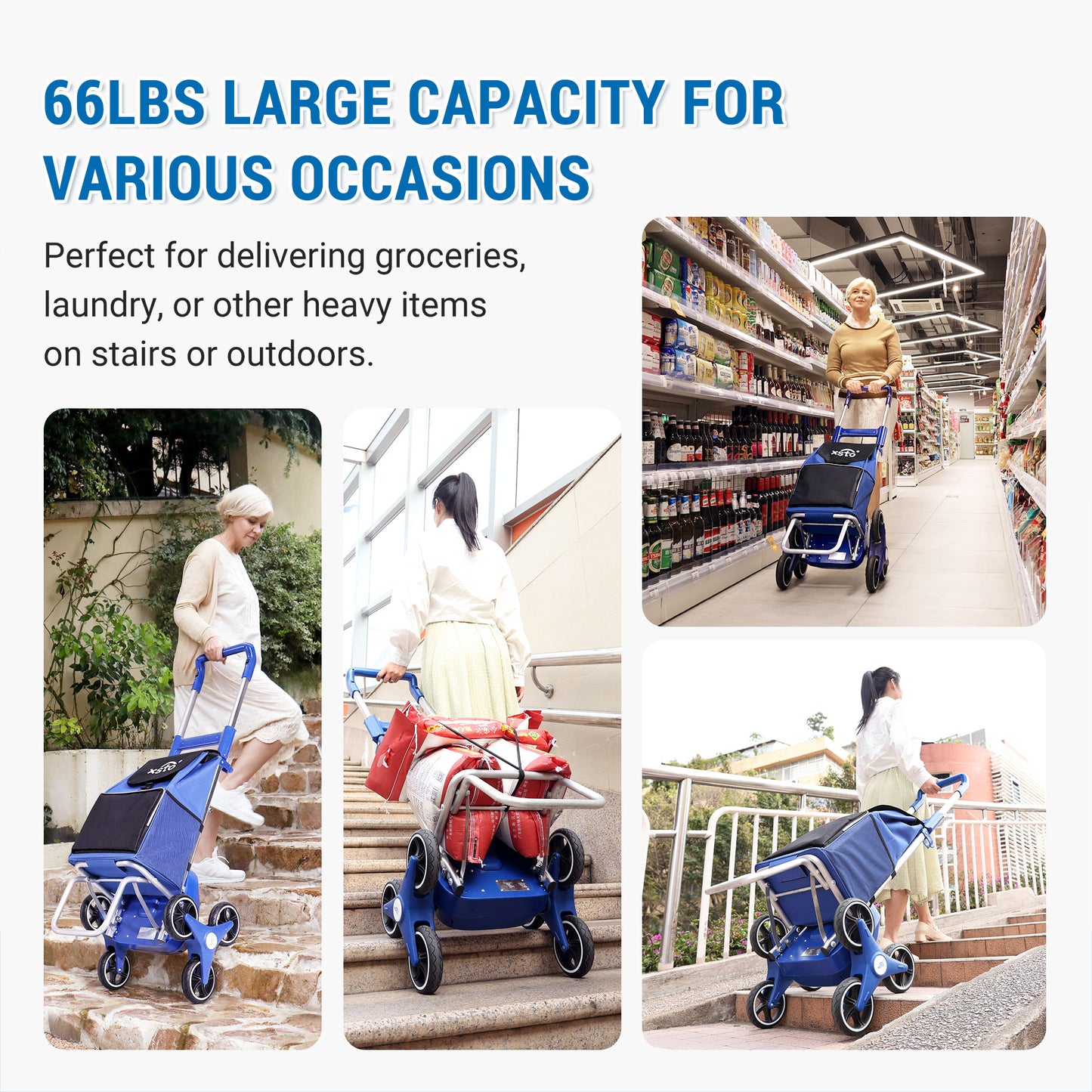 66lbs-XSTO ZW030 Robby Stair Climbing Shopping Cart