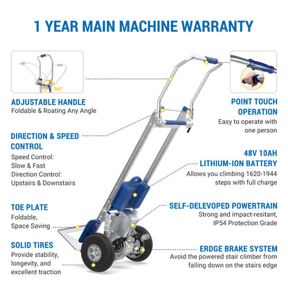 463 lbs Motorized Stair Climbing Hand Truck With Edge Brake ZW7210GC